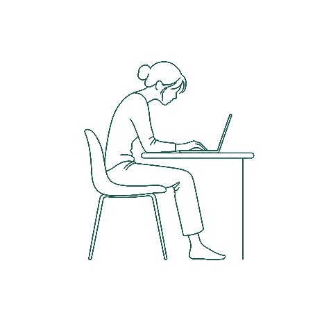 デスクワークで姿勢が崩れた人のイラスト